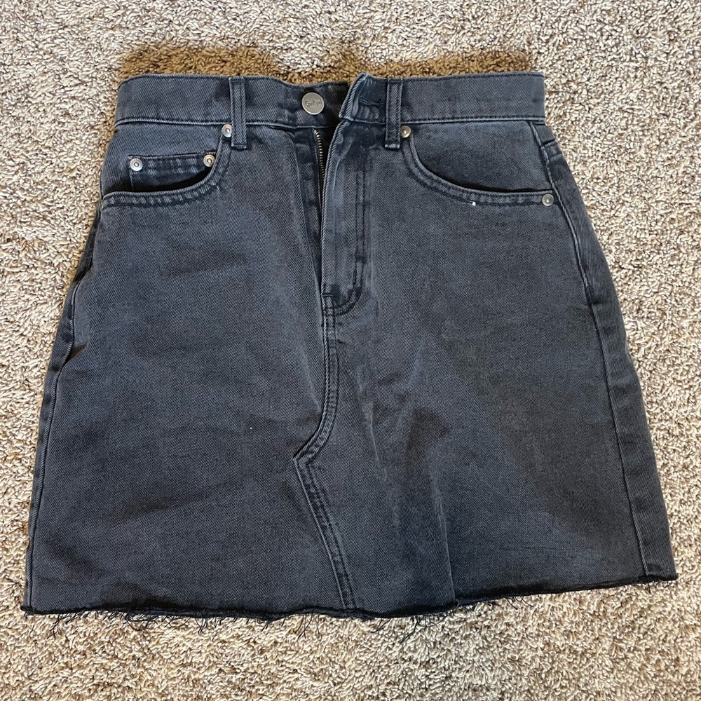 Denim Skirt With Frayed Hem